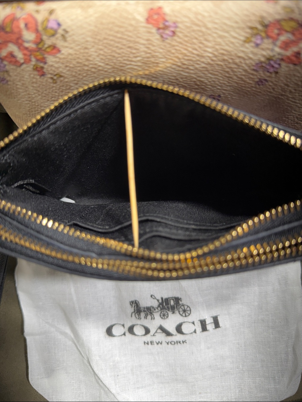 Coach 2 Wristlet Lot Signature Canvas Double Zip & Floral Corner Zip + Dust Bag - Picture 6 of 8